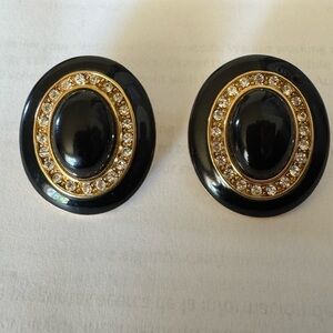 Vintage Monet Large Oval Clip-On Earrings Classic 80s Style